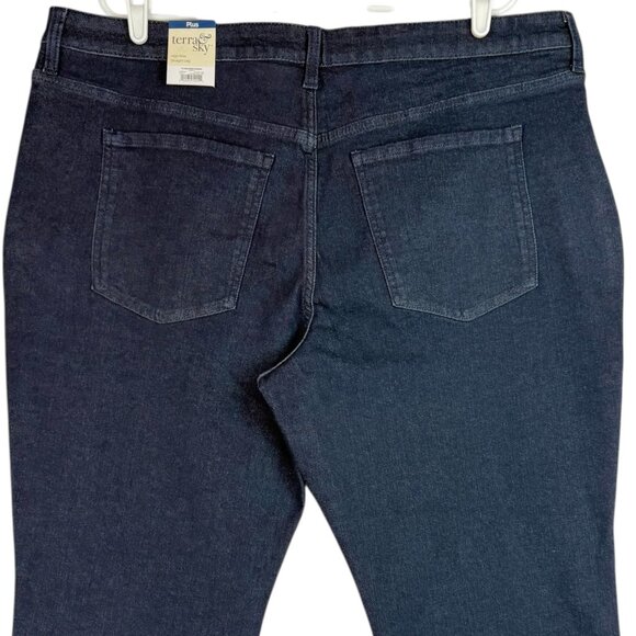 NWT Terra & Sky Women's High Rise Straight Stretch Blue Denim Jeans Size Plus 22 - Picture 4 of 11